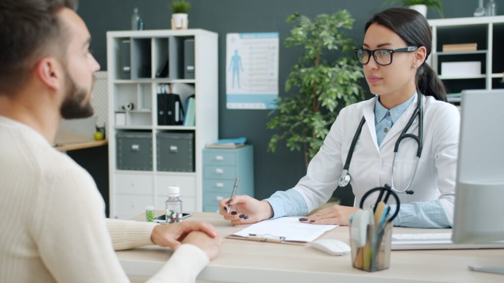 healthcare provider talking to patient consultation